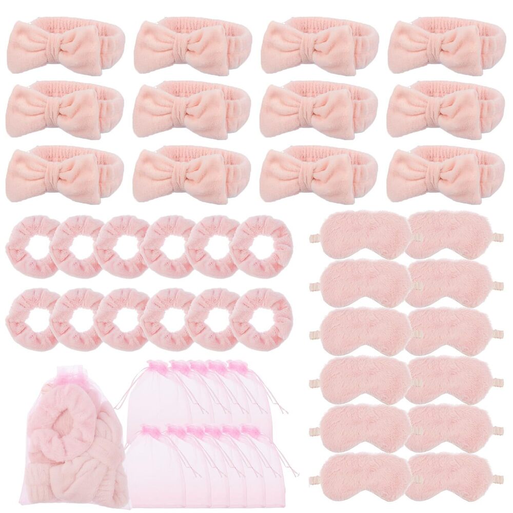 4044 48 Set Girls' Spa Sleepover Party Supplies - 12 Pink Headbands, Sleep